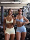 Gymshark Lift Seamless 2.0 Mid-Rise Shorts — Chilled Blue — 6