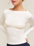 Gymshark Everyday Seamless Wide Neck Long Sleeve Top — Soft White — 1