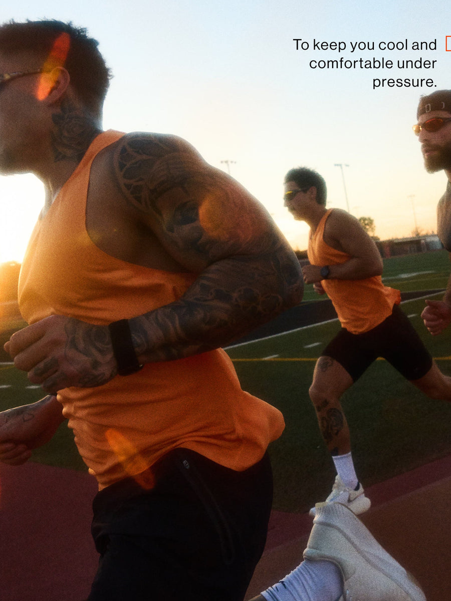 Gymshark Hybrid Engineered Jacquard Tank — Dayglow Peach — 2