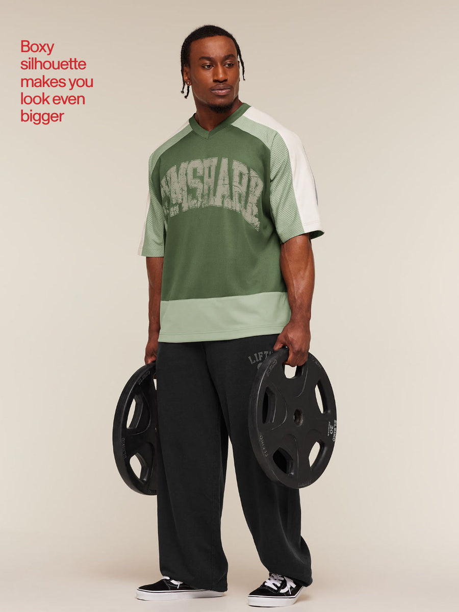 Gymshark Collective Mesh Wordmark Jersey — Core Olive/Haze Green/Soft White — 3