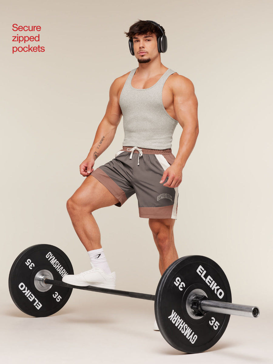 Gymshark Collegiate Tech Shorts — Taupe Brown — 3