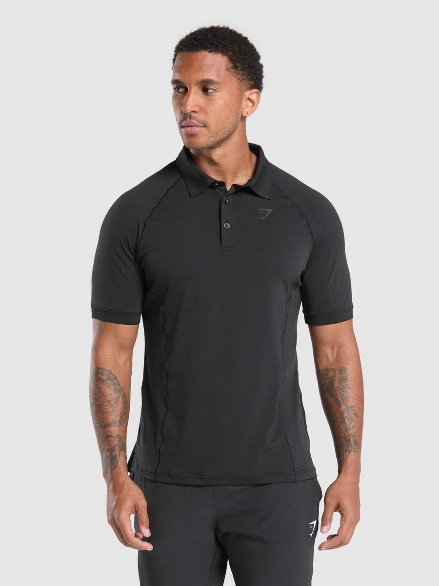 Gymshark Performance Polo Shirt — Black — 1