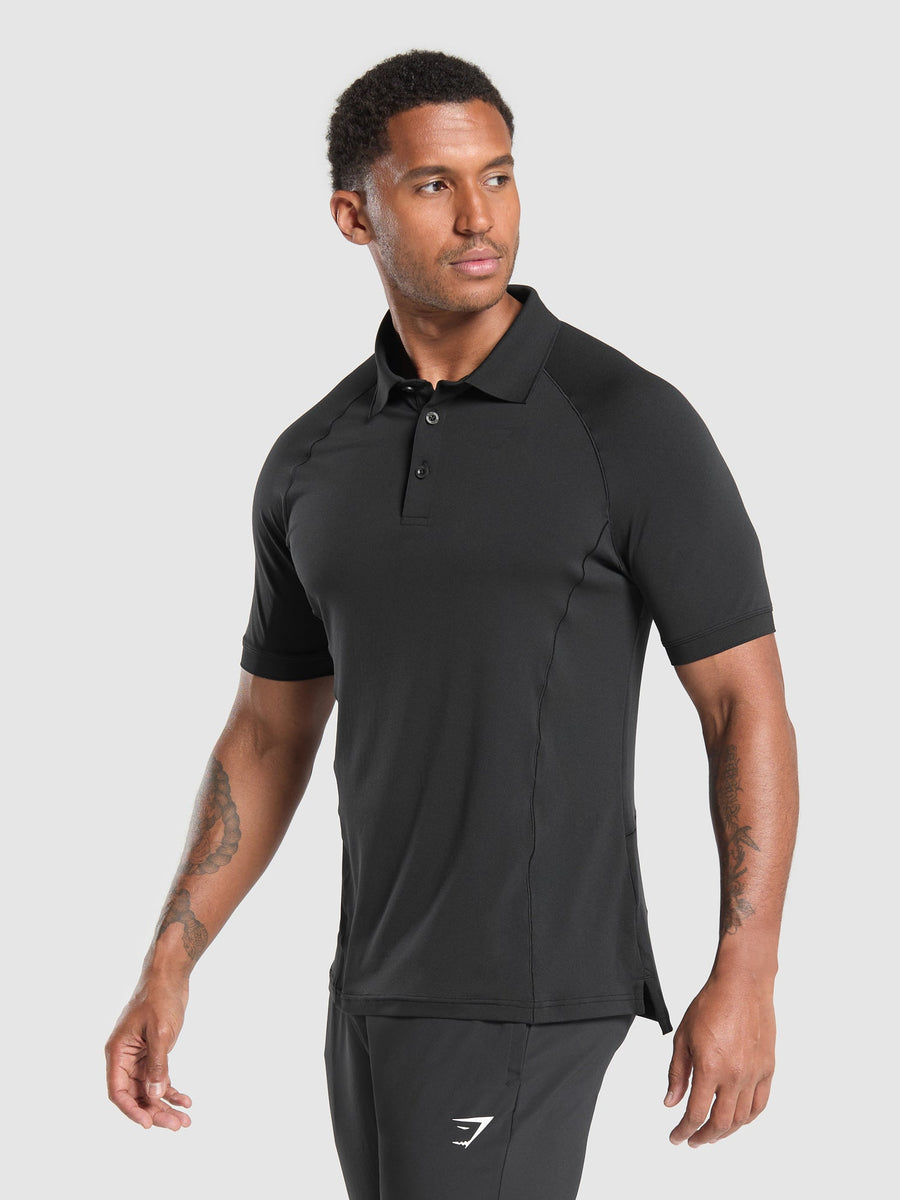 Gymshark Performance Polo Shirt — Black — 3
