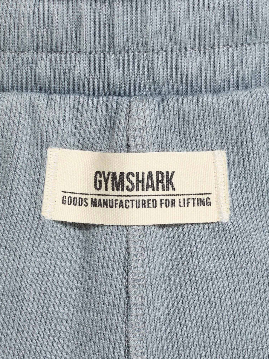 Gymshark Heavyweight Ribbed Joggers — Denim Grey/Pigment Garment Dye + Wash — 6