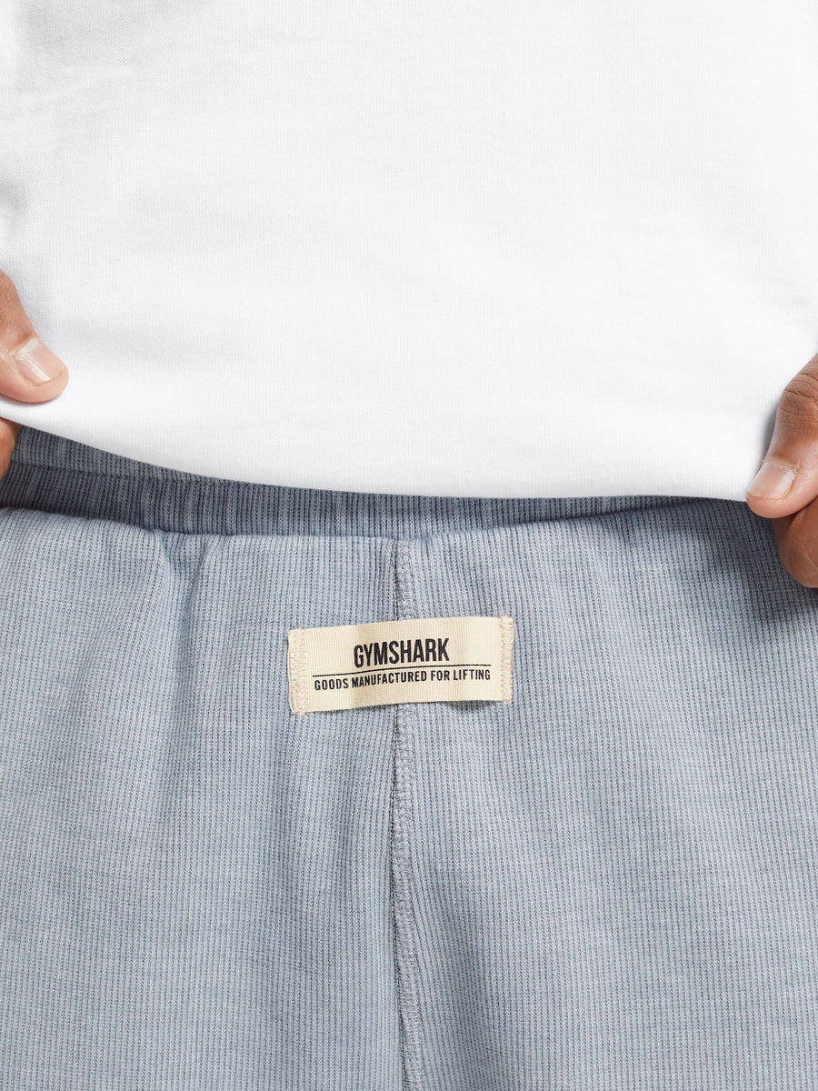 Gymshark Heavyweight Ribbed Joggers — Denim Grey/Pigment Garment Dye + Wash — 6