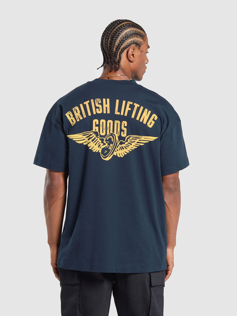 Gymshark British Lifting Goods Graphic T-Shirt — Navy — 1