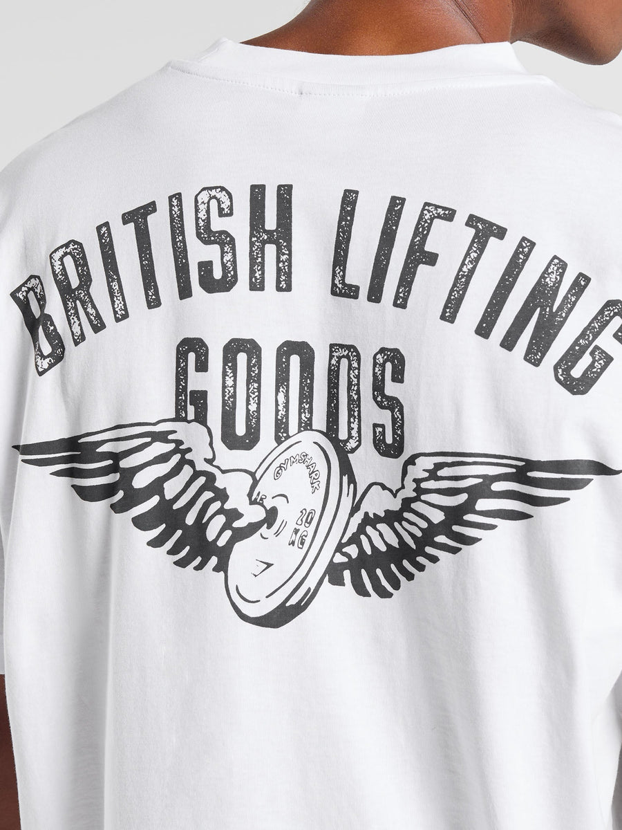 Gymshark British Lifting Goods Graphic T-Shirt — White — 6