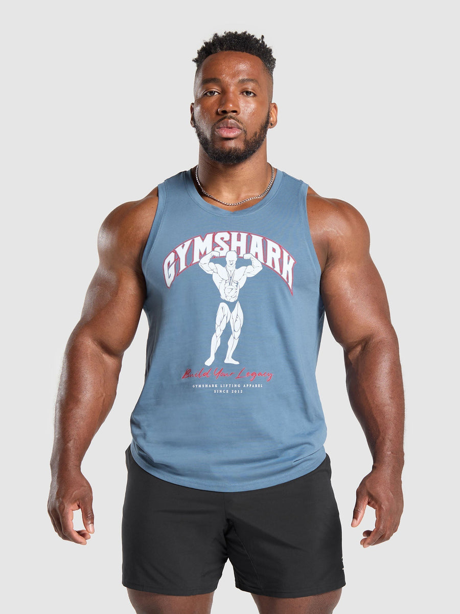 Gymshark Build Your Legacy Graphic Tank — Faded Blue — 1
