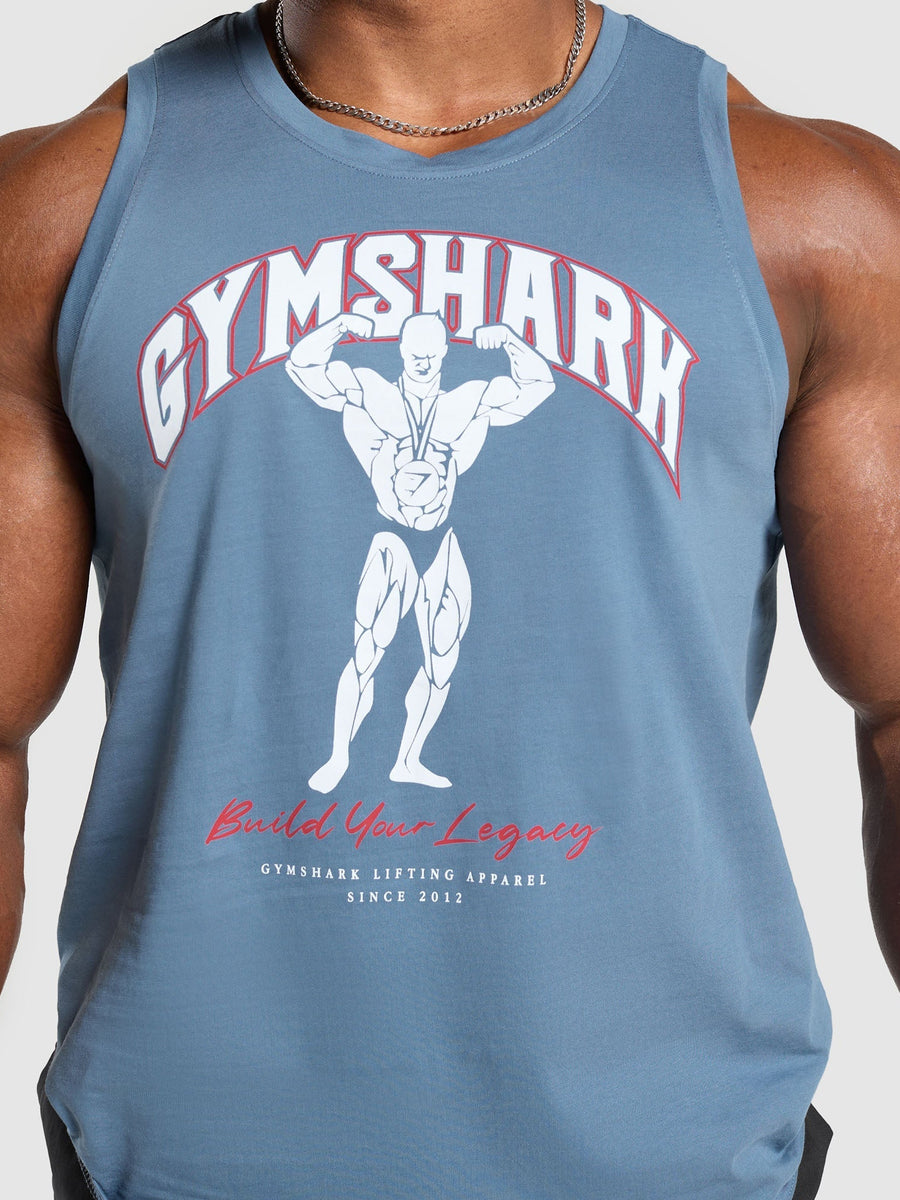 Gymshark Build Your Legacy Graphic Tank — Faded Blue — 7