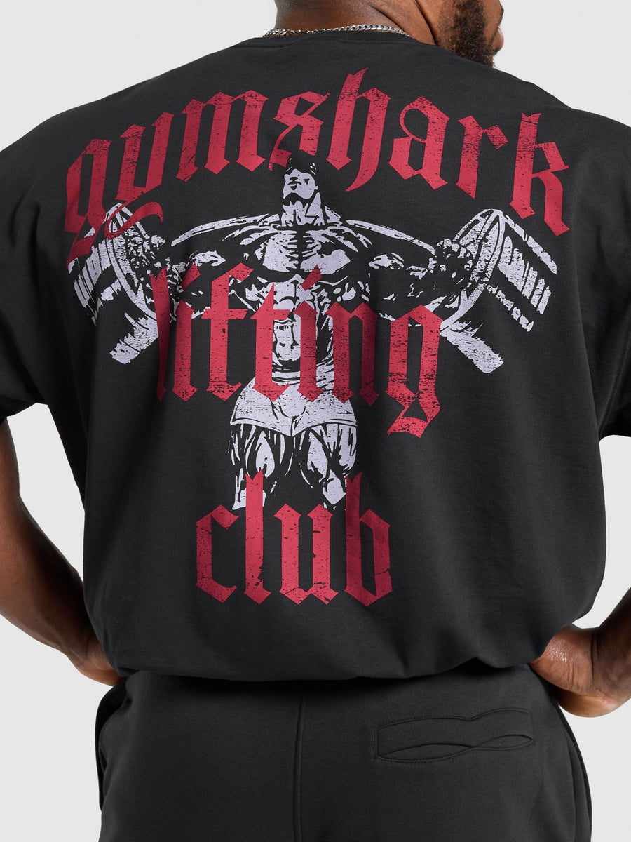 Gymshark Lifting Club T-Shirt — Black/Conditioning Red — 6