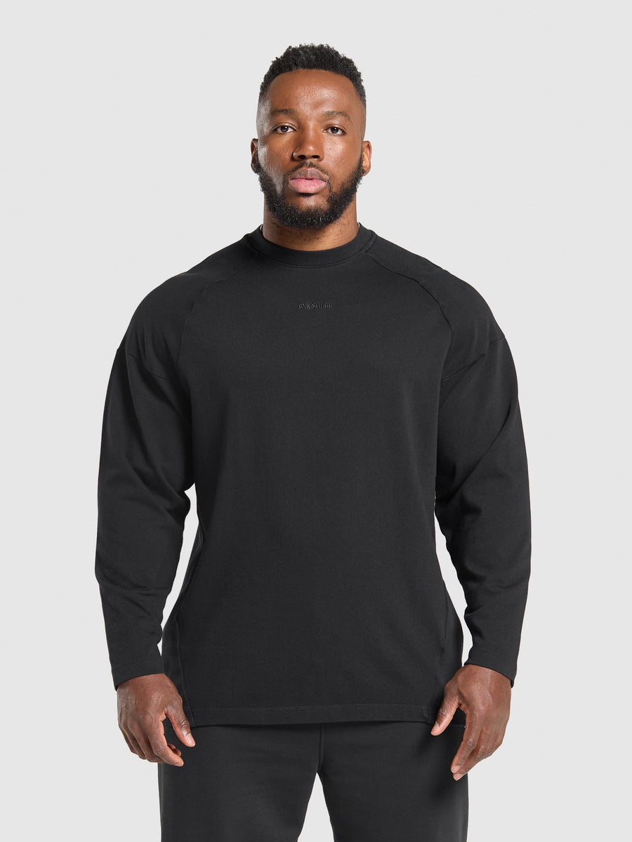 Gymshark Heavyweight Long Sleeve T-Shirt — Black — 1