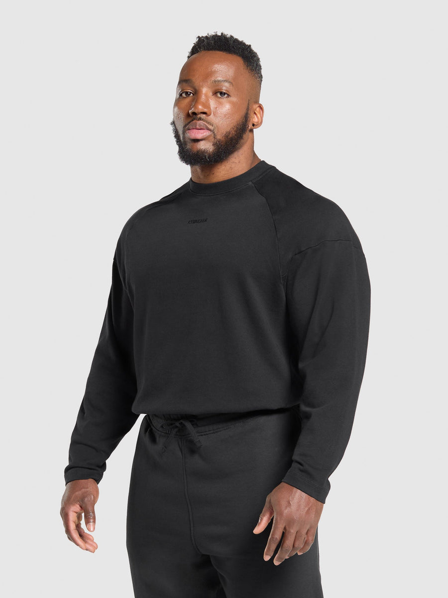 Gymshark Heavyweight Long Sleeve T-Shirt — Black — 3