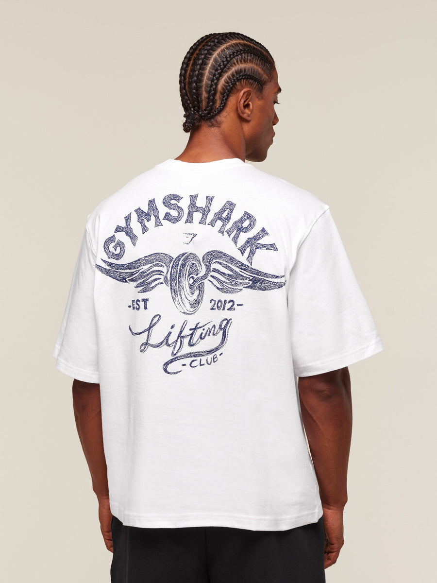 Gymshark Flying Weights T-Shirt — White — 1