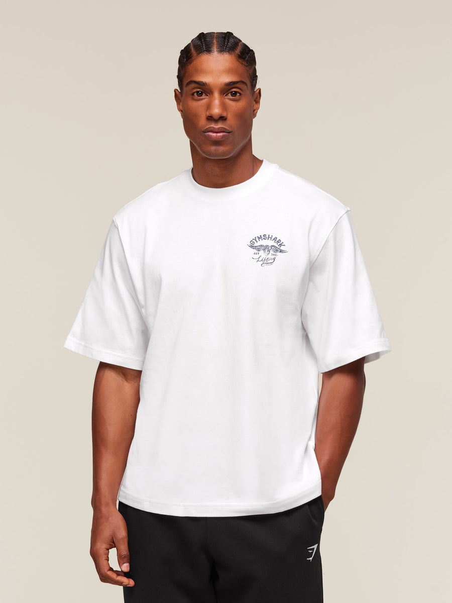 Gymshark Flying Weights T-Shirt — White — 2