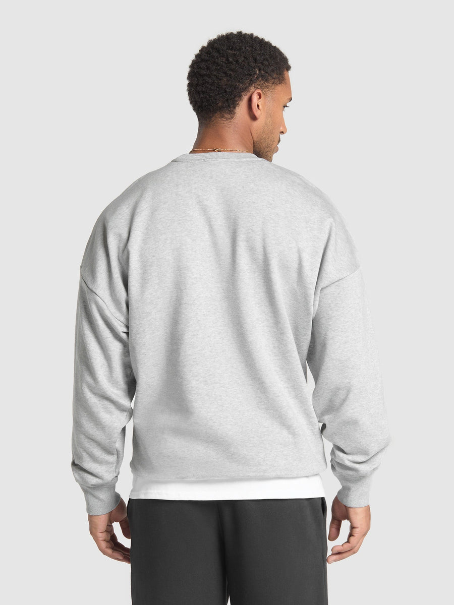 Gymshark Crest Oversized Crew — Light Grey Core Marl — 2
