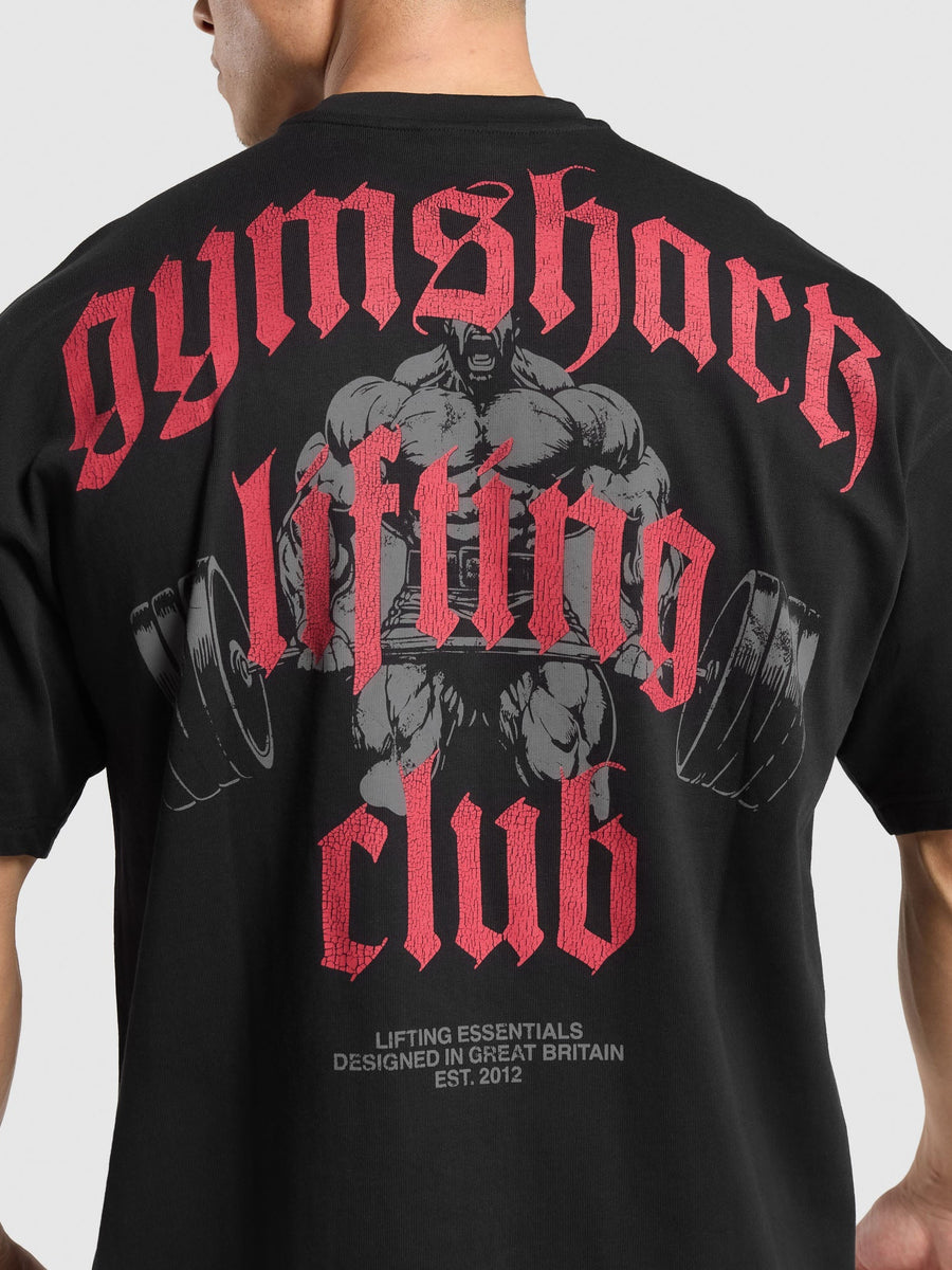 Gymshark Lifting Club Graphic T-Shirt — Black — 5