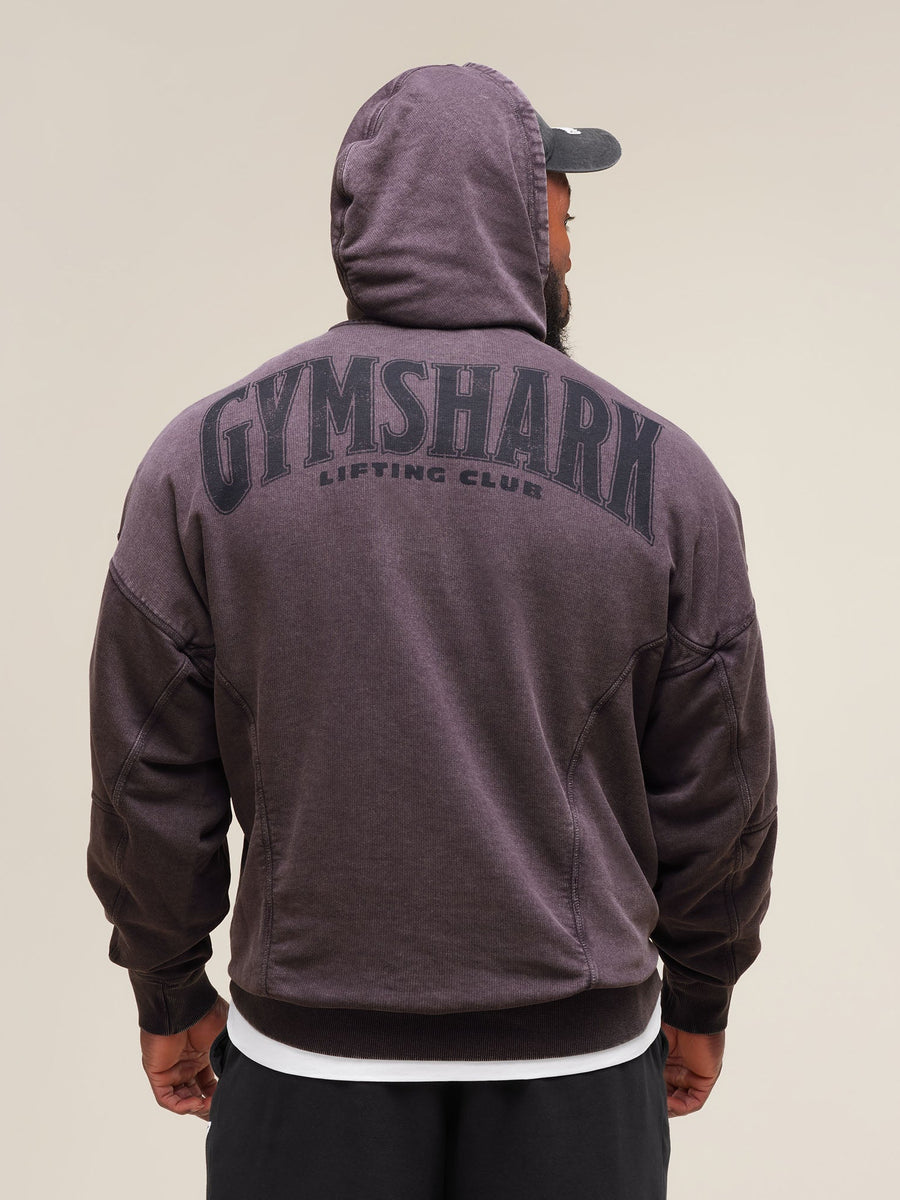 Gymshark Heritage Washed Hoodie — Plum Brown/Acid Wash Small Ball — 1