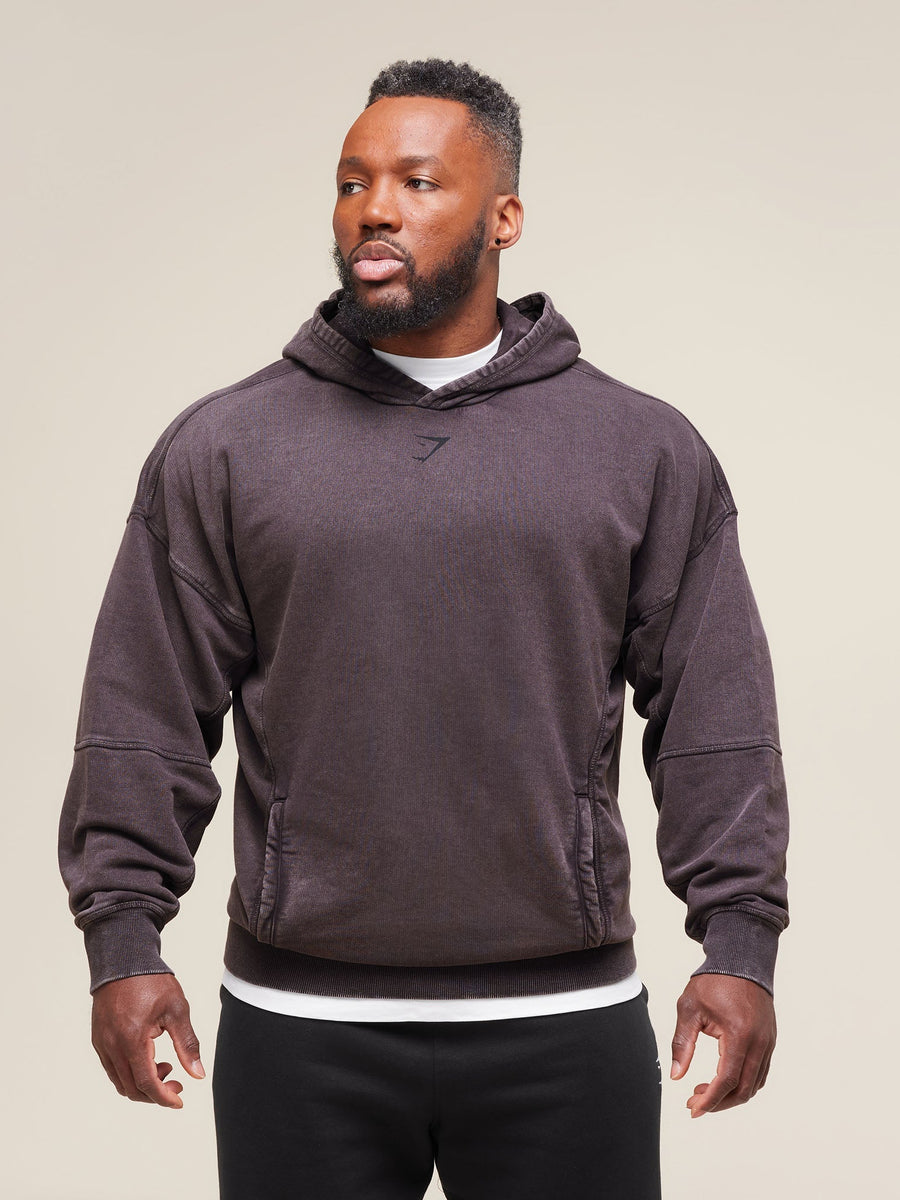 Gymshark Heritage Washed Hoodie — Plum Brown/Acid Wash Small Ball — 2