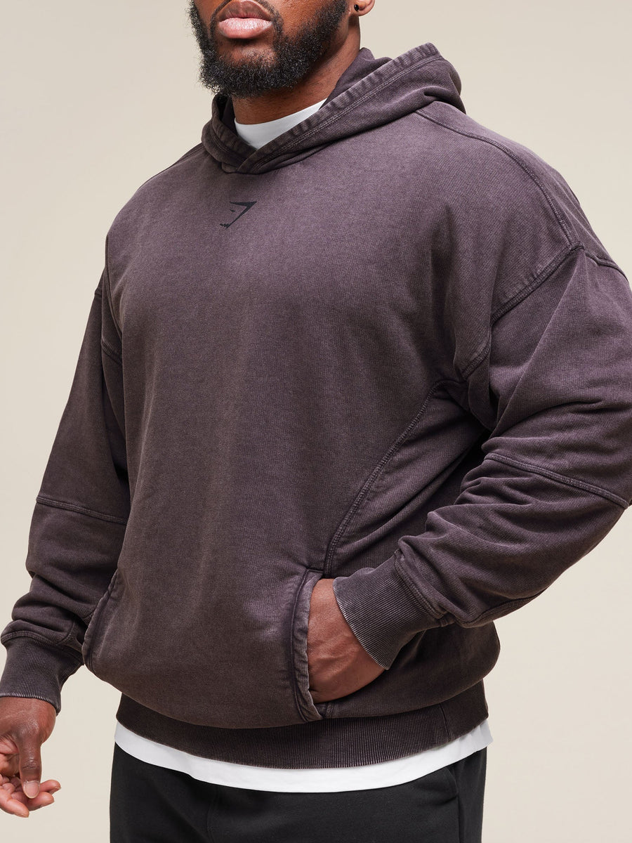 Gymshark Heritage Washed Hoodie — Plum Brown/Acid Wash Small Ball — 3