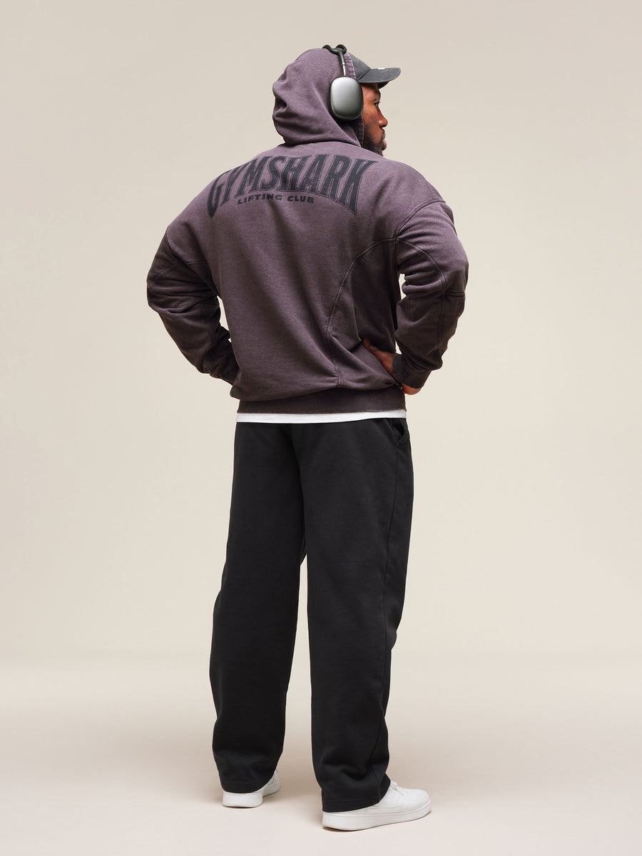 Gymshark Heritage Washed Hoodie — Plum Brown/Acid Wash Small Ball — 6