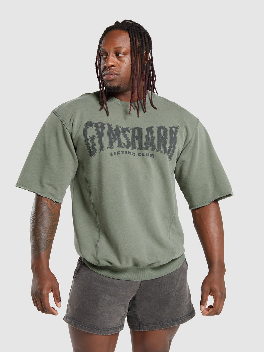 Gymshark Heritage Washed Short Sleeve Crew — Dusk Green/Acid Wash Small Ball — 1