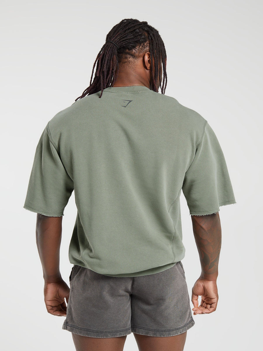 Gymshark Heritage Washed Short Sleeve Crew — Dusk Green/Acid Wash Small Ball — 2