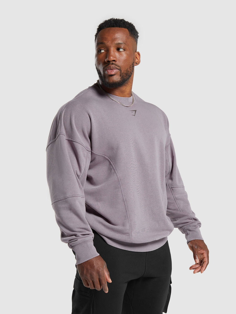 Gymshark Heritage Washed Crew — Fog Purple/Acid Wash Small Ball — 3