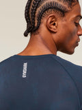 Gymshark Geo Seamless Long Sleeve T-Shirt — Navy/Heavy Blue — 3