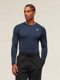Gymshark Geo Seamless Long Sleeve T-Shirt — Navy/Heavy Blue — 6