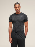 Gymshark Geo Seamless T-Shirt — Black/Charcoal Grey — 1