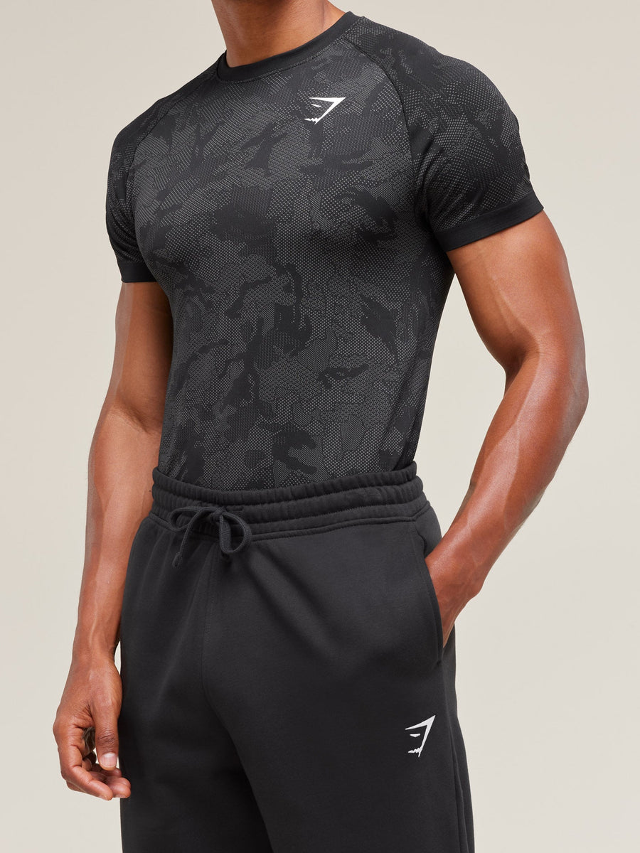 Gymshark Geo Seamless T-Shirt — Black/Charcoal Grey — 3