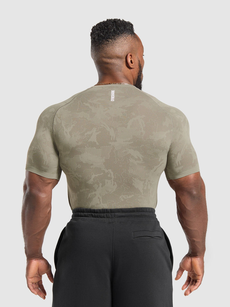Gymshark Geo Seamless T-Shirt — Linen Brown/Camo Brown — 2