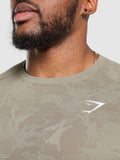Gymshark Geo Seamless T-Shirt — Linen Brown/Camo Brown — 6