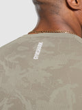 Gymshark Geo Seamless T-Shirt — Linen Brown/Camo Brown — 7