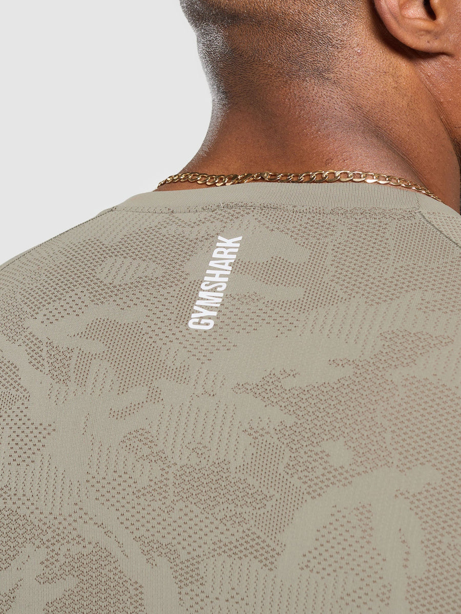 Gymshark Geo Seamless T-Shirt — Linen Brown/Camo Brown — 7