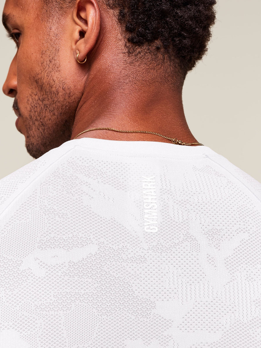 Gymshark Geo Seamless T-Shirt — White/Light Grey — 4