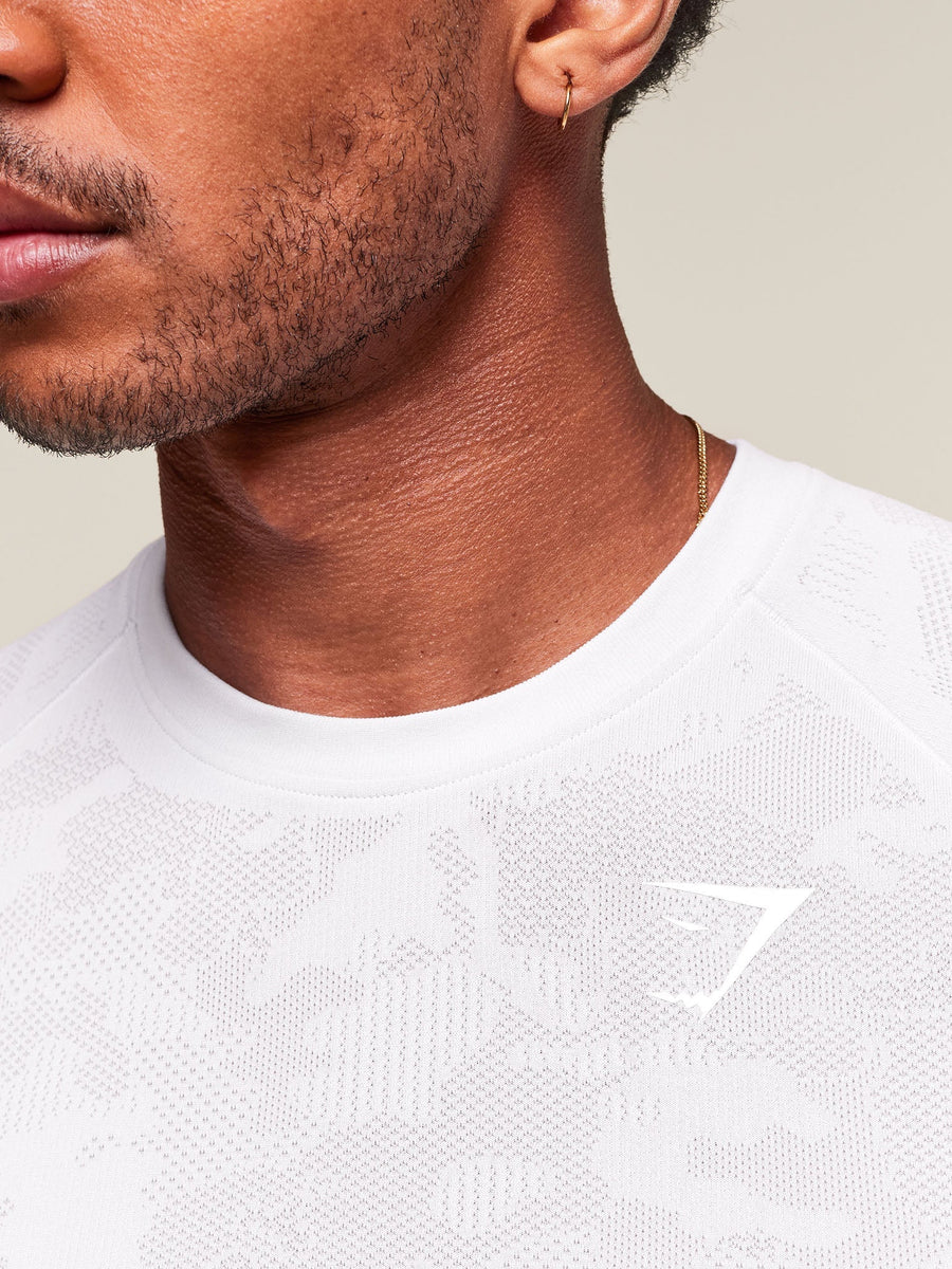Gymshark Geo Seamless T-Shirt — White/Light Grey — 5