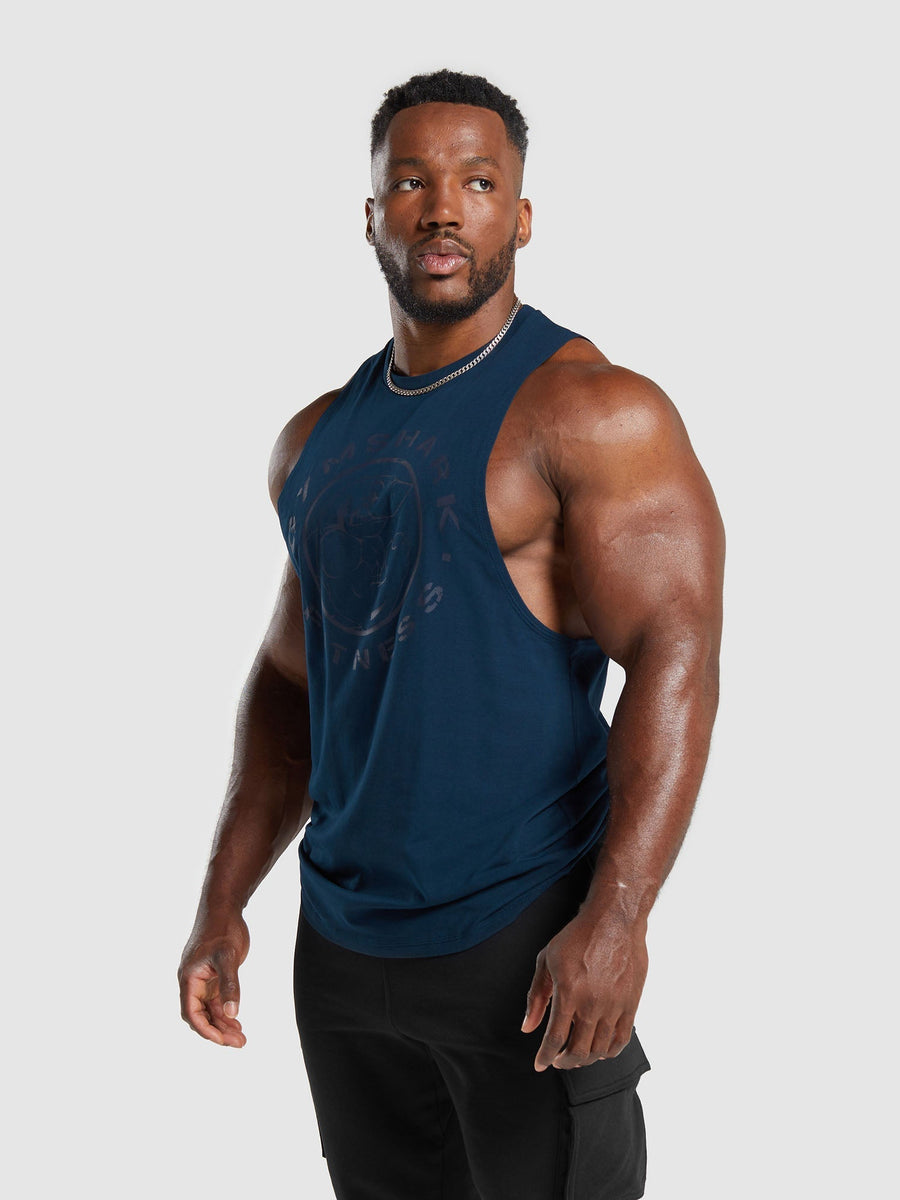 Gymshark Legacy Drop Arm Tank — Navy — 3