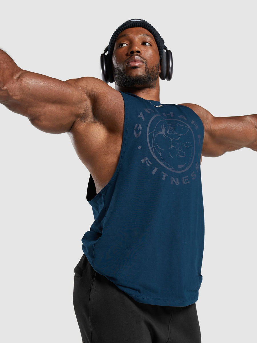 Gymshark Legacy Drop Arm Tank — Navy — 7