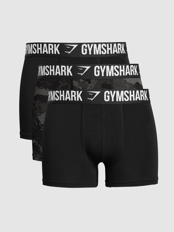 Gymshark Boxer Brief 3PK — Black/Graphite Grey