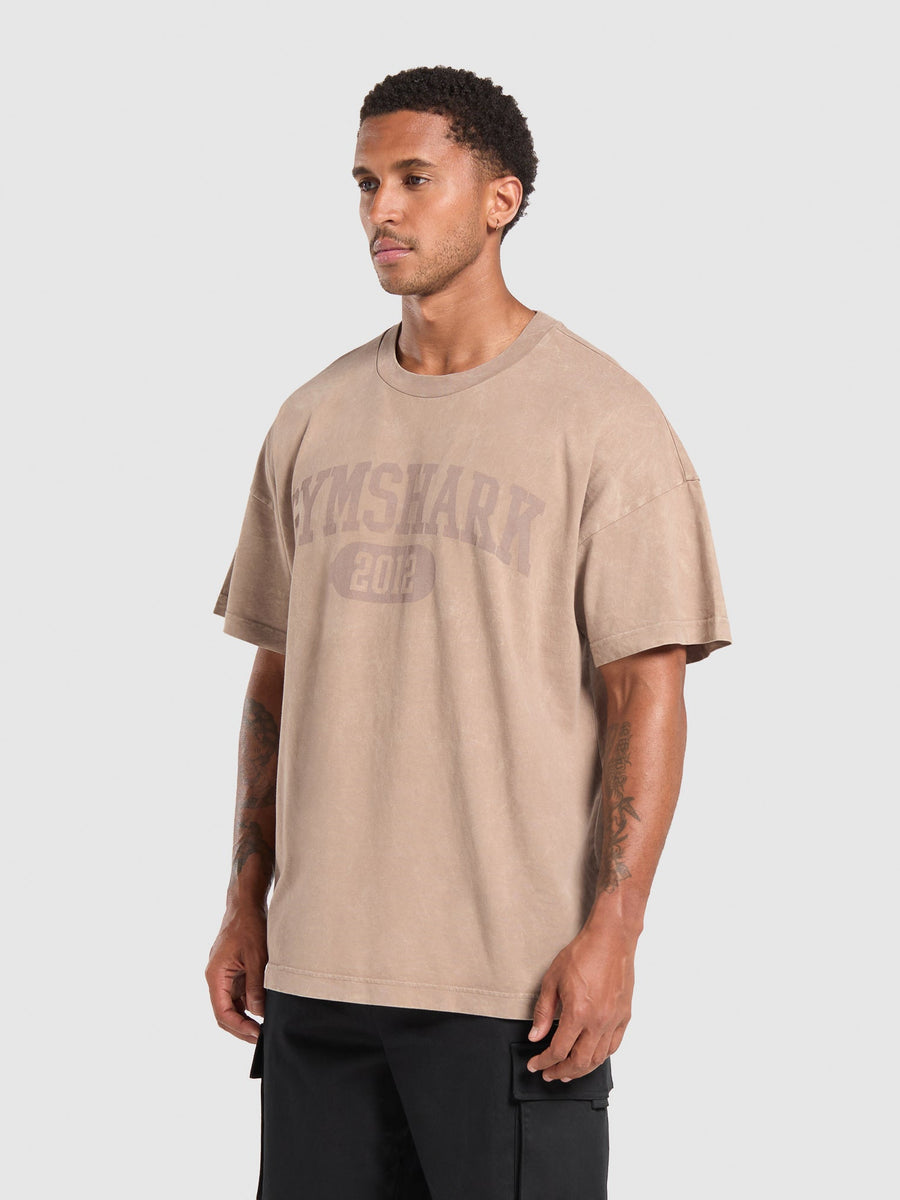 Gymshark Collegiate Shadow Washed T-Shirt — Stone Pink/Stone Acid Wash — 3