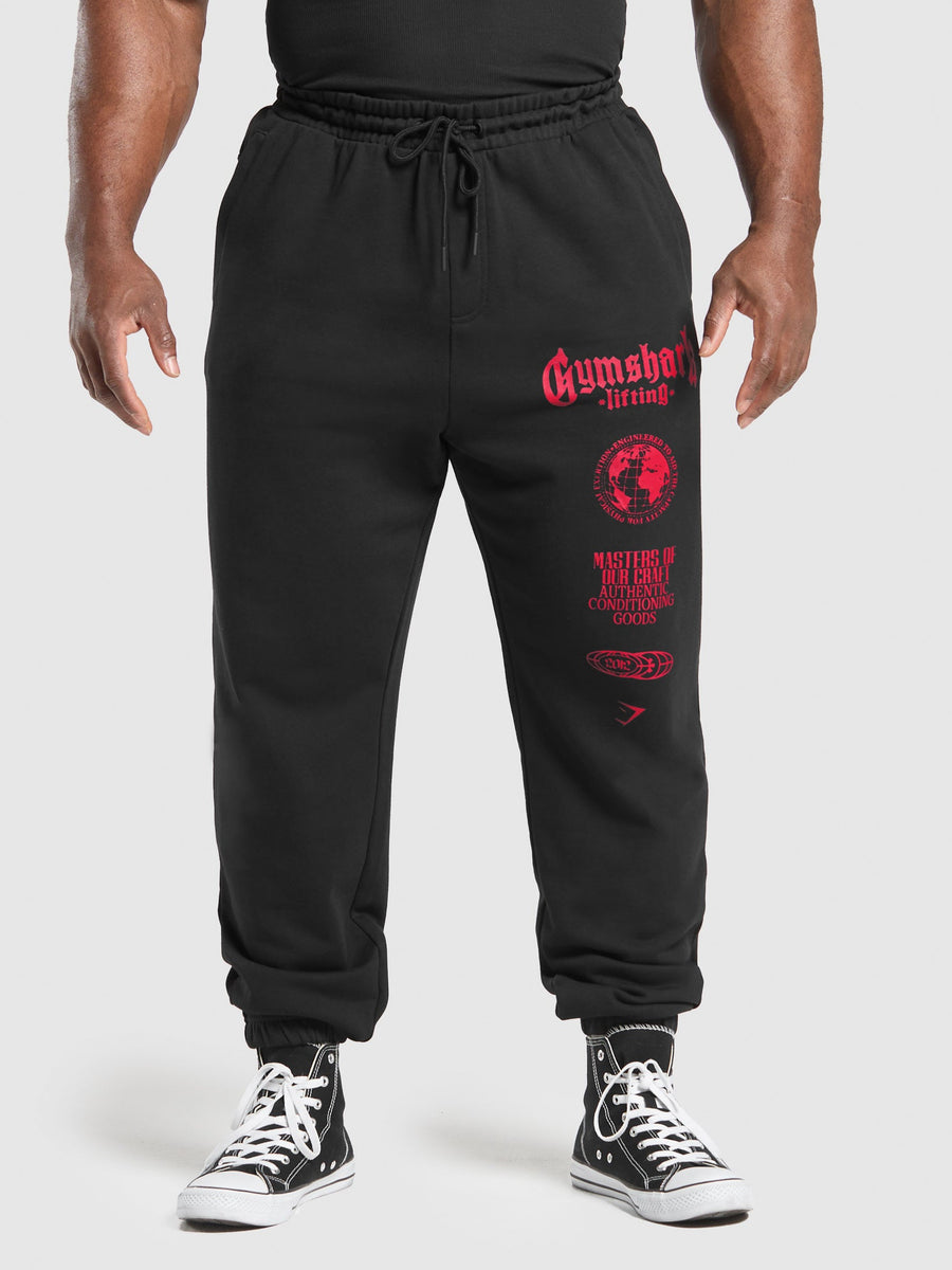 Gymshark Global Lifting Oversized Joggers — Black/Conditioning Red — 1