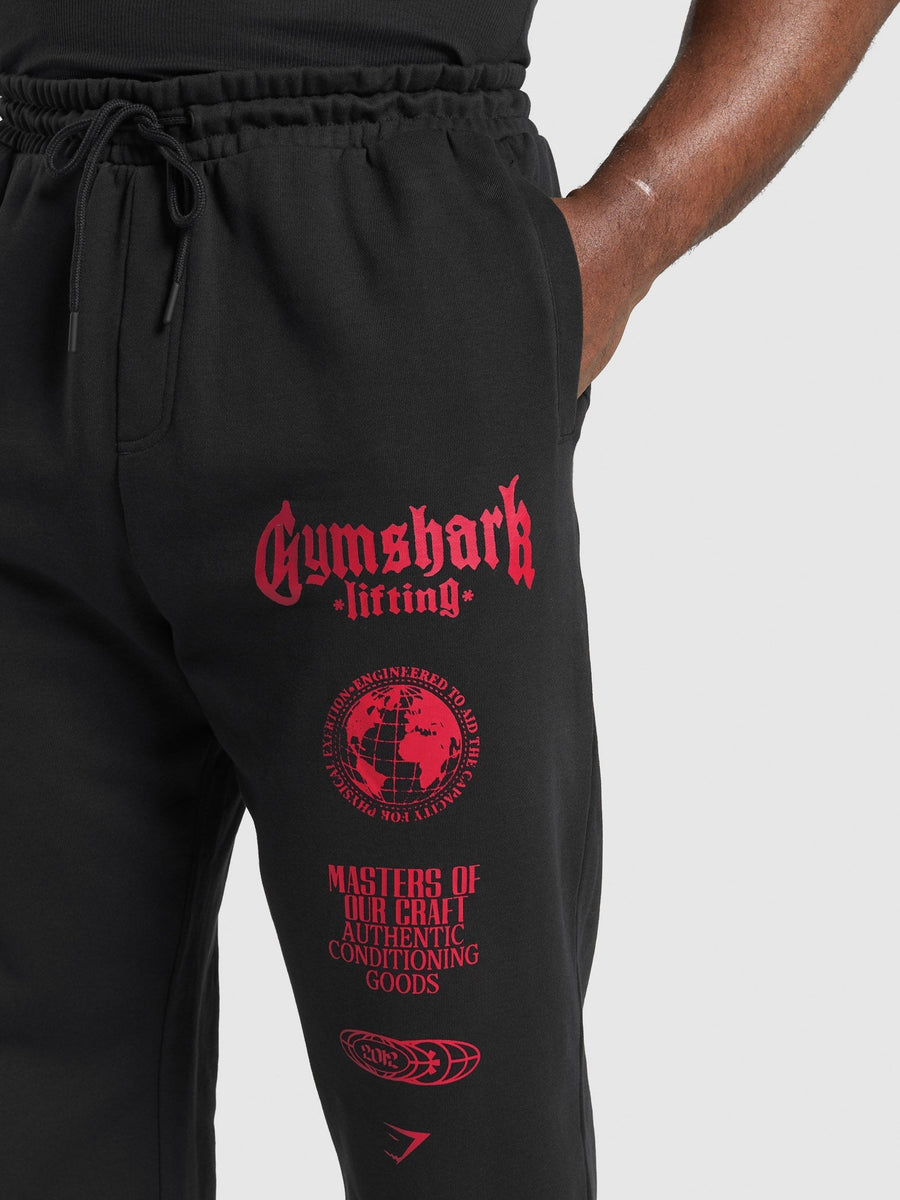 Gymshark Global Lifting Oversized Joggers — Black/Conditioning Red — 5