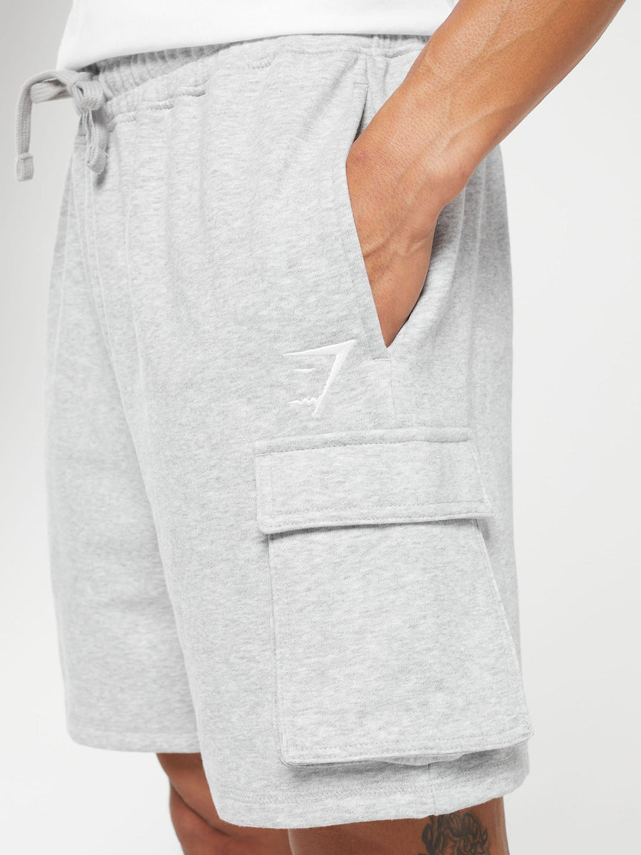 Gymshark Crest Cargo Short — Light Grey Marl — 5