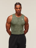 Gymshark Geo Seamless Tank — Core Olive/Deep Olive Green — 1