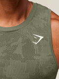Gymshark Geo Seamless Tank — Core Olive/Deep Olive Green — 5