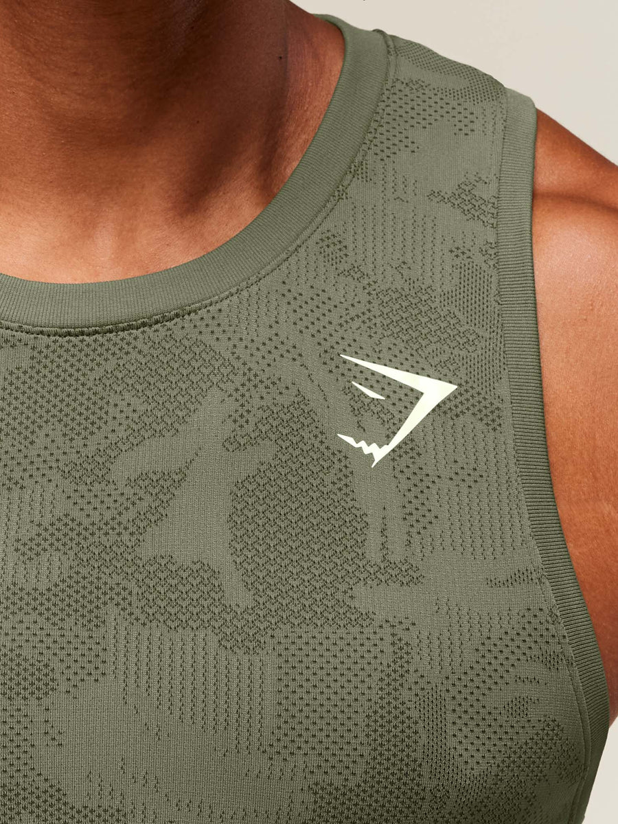 Gymshark Geo Seamless Tank — Core Olive/Deep Olive Green — 5