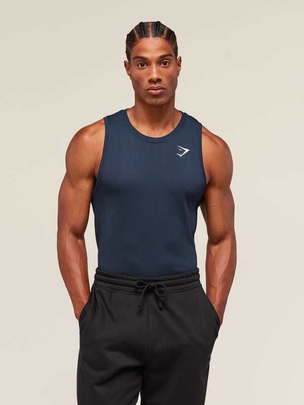 Gymshark Geo Seamless Tank — Navy/Heavy Blue