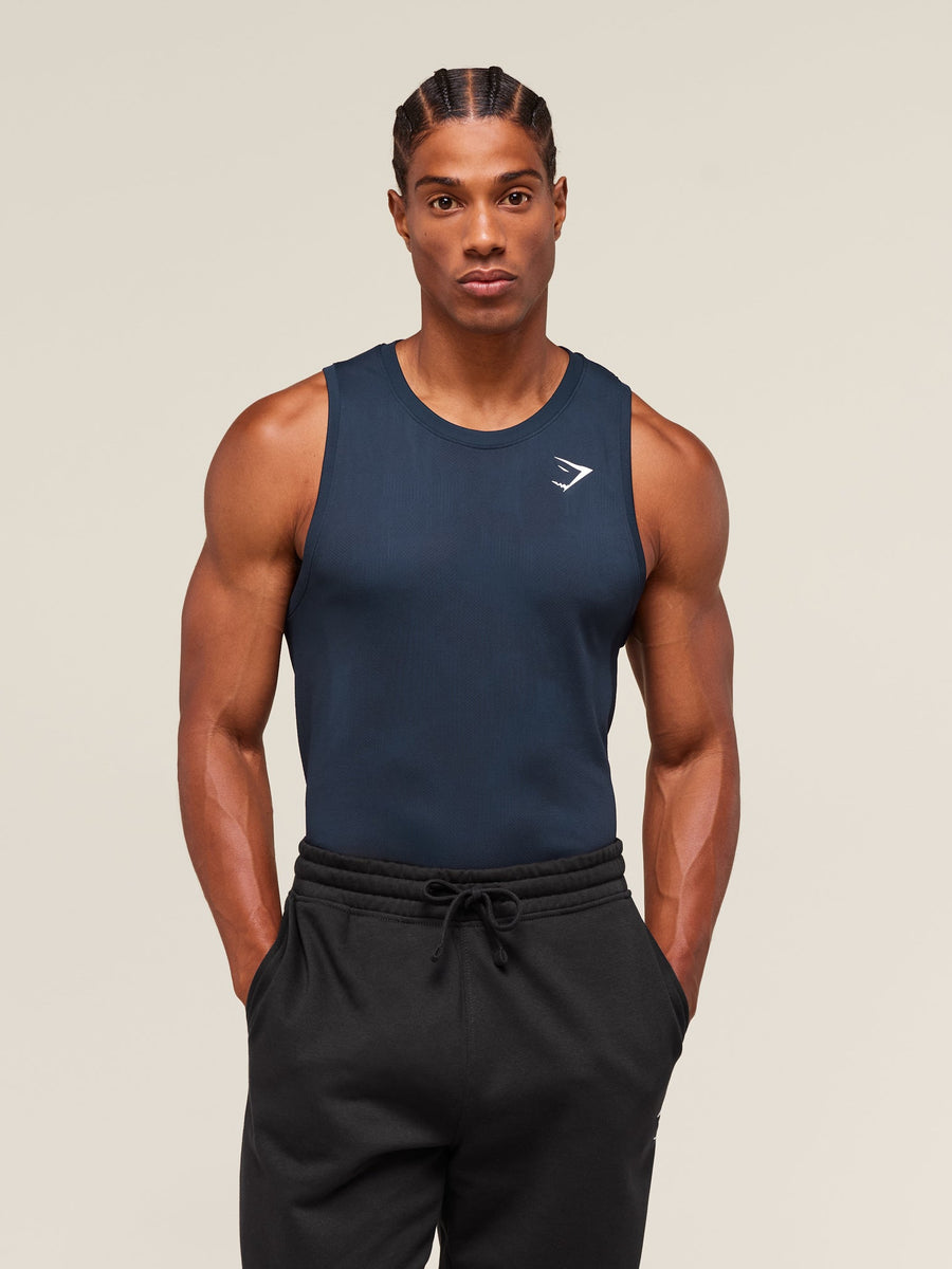 Gymshark Geo Seamless Tank — Navy/Heavy Blue — 1