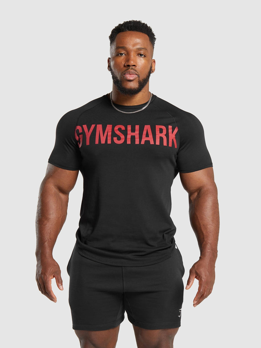 Gymshark Impact T-Shirt — Black/Vivid Red — 1